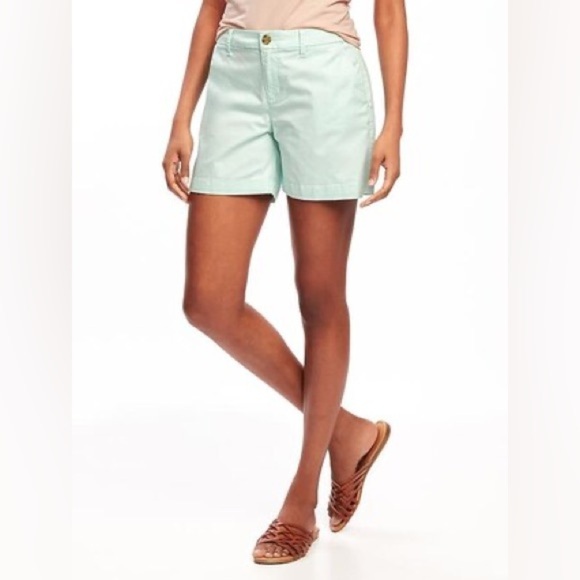 Old Navy Shorts Womens 2 Everyday Chino Khaki Short 5 Inch Twill Aqua - Picture 1 of 8